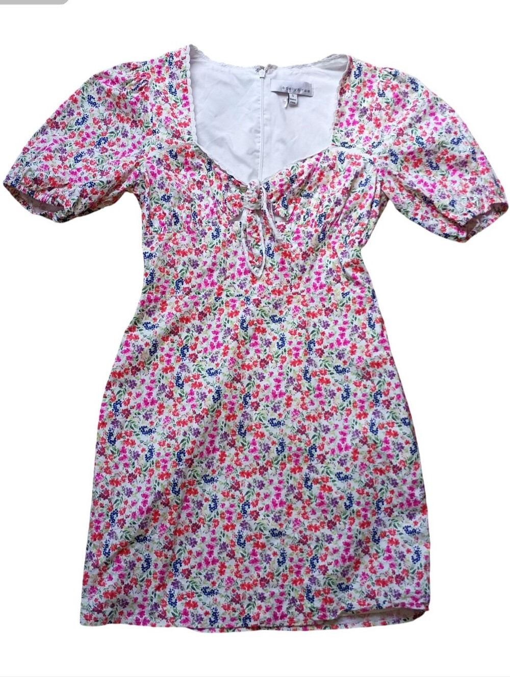 Adelyn Rae Karina tie front floral print mini dress | Women's Small